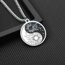 Sun and Moon Yin and Yang - Stainless Steel Necklace