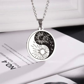 Sun and Moon Yin and Yang - Stainless Steel Necklace