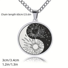 Sun and Moon Yin and Yang - Stainless Steel Necklace