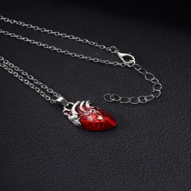 Anatomical Red Heart - Stainless Steel Necklace