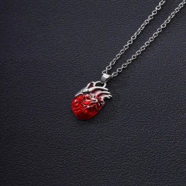 Anatomical Red Heart - Stainless Steel Necklace